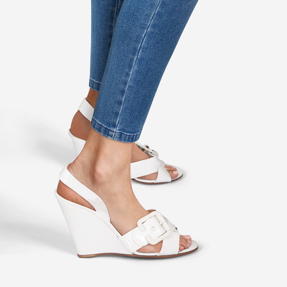 Chloé White Patent Leather Wedges – Preloved